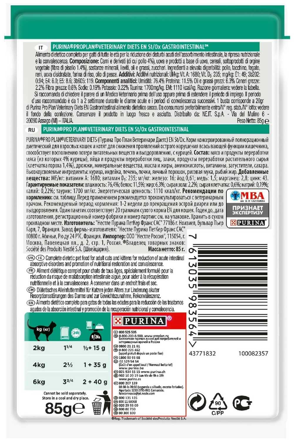 Корм для кошек Pro Plan Veterinary Diets Gastrointestinal EN St/Ox фотография 12