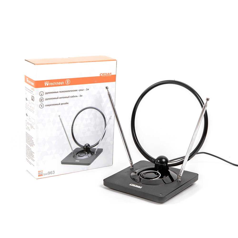 Антенна комнатная сигнал SAI-963 DVB-T2/ДМВ+МВ активная фотография 6