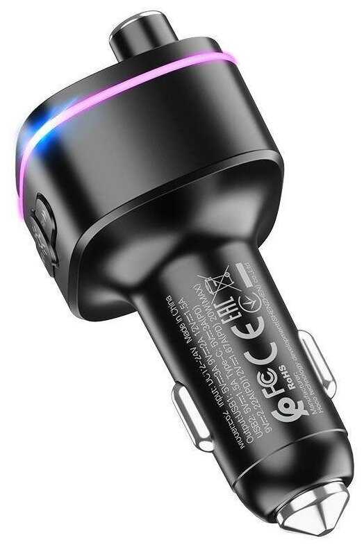 FM-трансмиттер Bluetooth E62 с быстрой зарядкой QC3.0 USB и PD 20W Type-C / Bluetooth 5.0 модулятор c LED подсветкой фотография 2