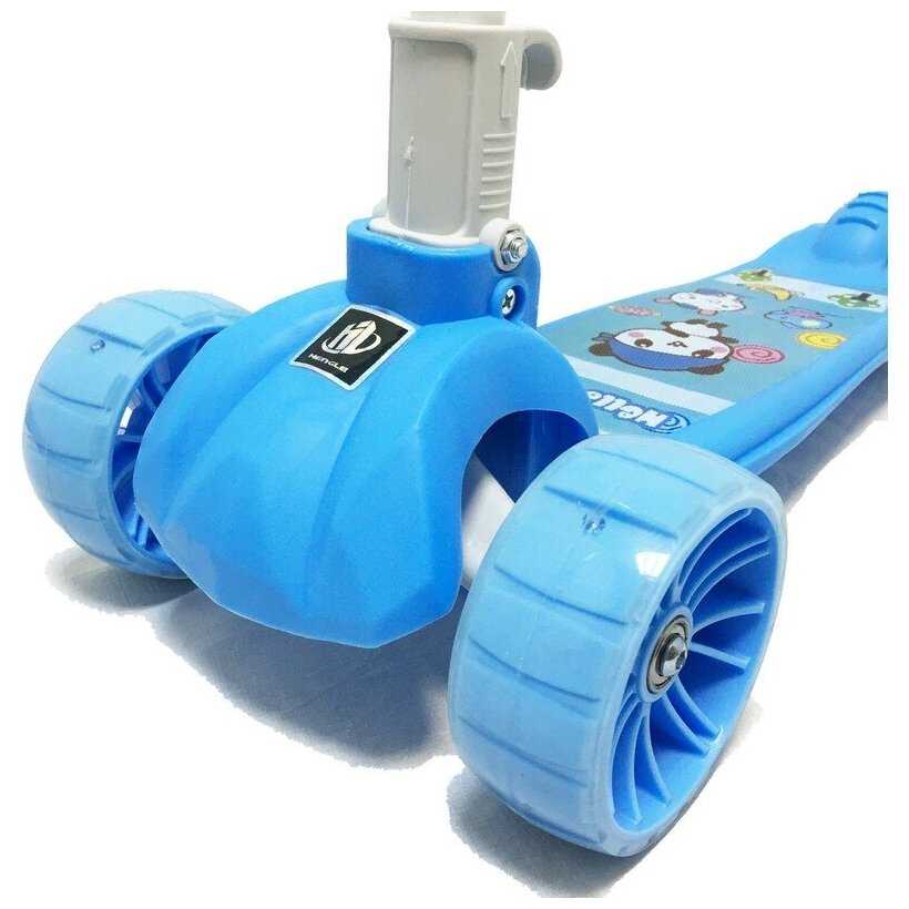 Складной трёхколёсный самокат со светящимися колёсами Scooter Mini Print Lights 501 фотография 13