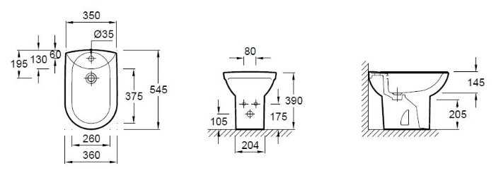 Биде напольное Jacob Delafon Odeon E1093-00 с горизонтальным выпуском фотография 1