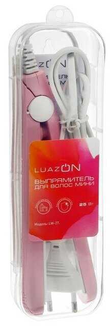 Выпрямитель LuazON LW-27, мини, 25 Вт, керамическое покрытие, 180°C, розовый фотография 3