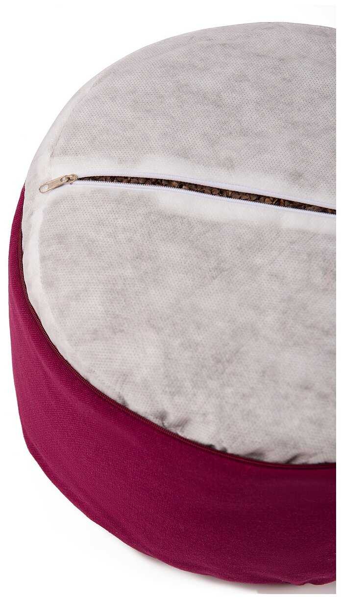 Подушка для йоги медитации BIO-TEXTILES Болстер круглый 33*16 с лузгой гречихи массажная спортивная ортопедическая фотография 12