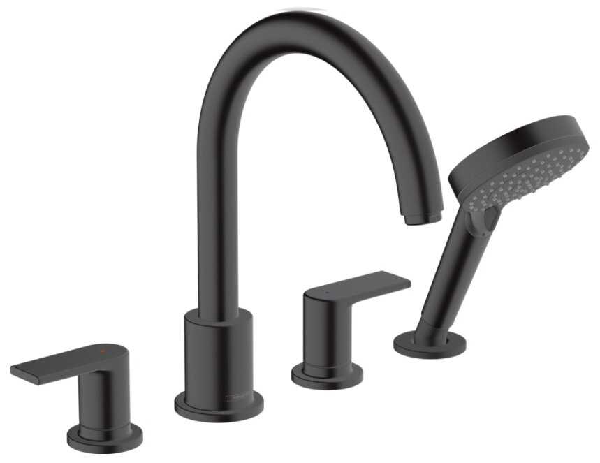 Смеситель на борт ванны с гарнитуром, черный матовый, Hansgrohe Vernis Blend 71456670