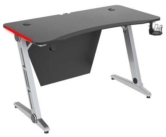 Письменные и компьютерные столы CACTUS Стол игровой Cactus CS-GTZ-SL-CARBON-RED столешница МДФ карбон каркас серебристый фотография 1