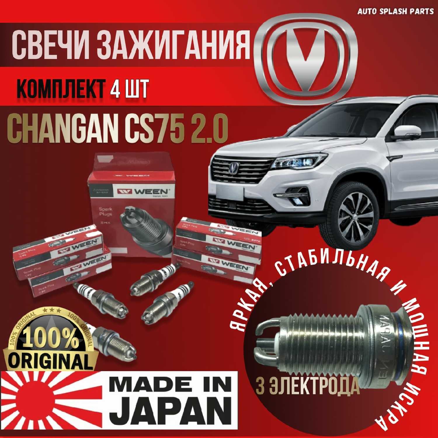 Комплект свечей зажигания Чанган ЦС75 2.0 (WEEN)