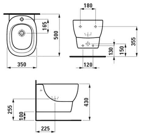 Биде подвесное LAUFEN Mimo 8.3055.1.000.302.1 с горизонтальным выпуском фотография 1