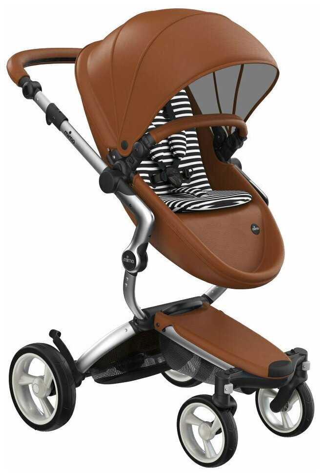 Коляска 2в1 Mima Xari Camel на серебристом шасси с матрасиками Black/White