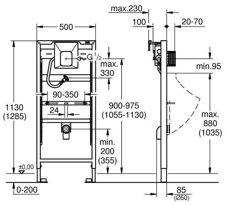 Рамная инсталляция Grohe Rapid SL (38803001) фотография 11