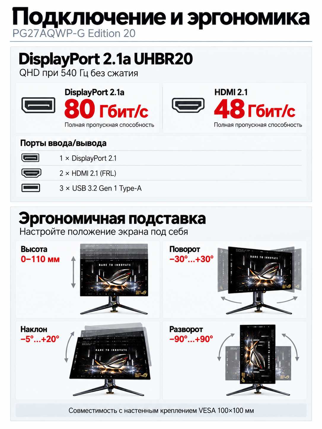 Монитор ASUS ROG Swift OLED PG27AQWP-G фотография 3