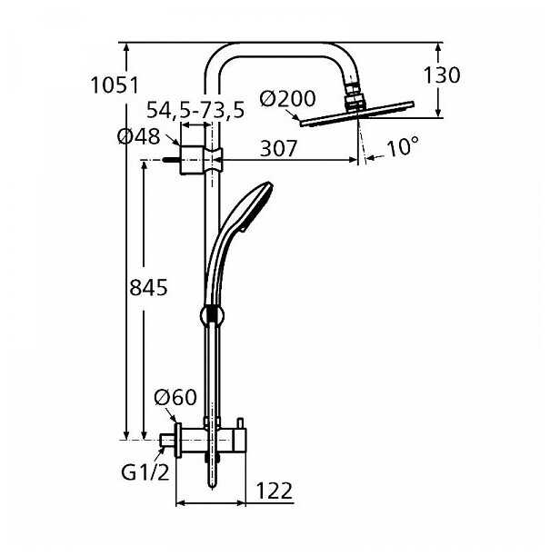 Душевая стойка Ideal STANDARD IdealRain Soft A5689AA, хром фотография 1