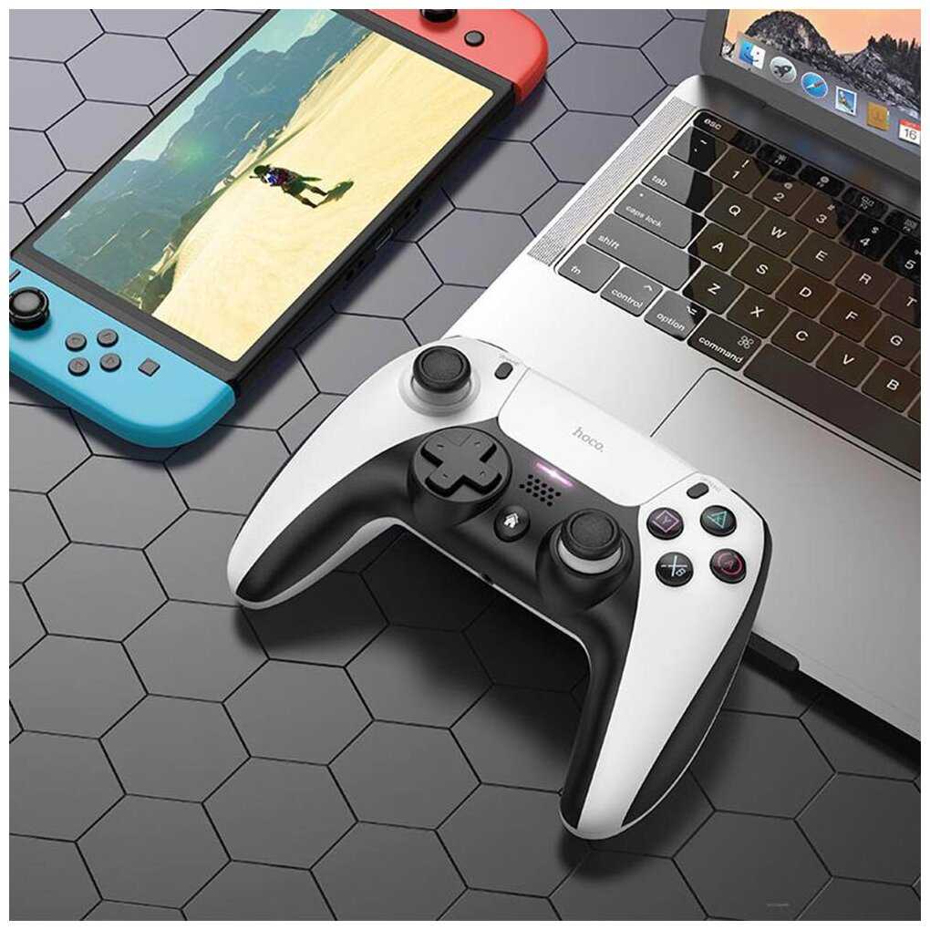 Геймпад HOCO GM9 multi-function gamepad, беспроводной, черно-белый совместим с PS4