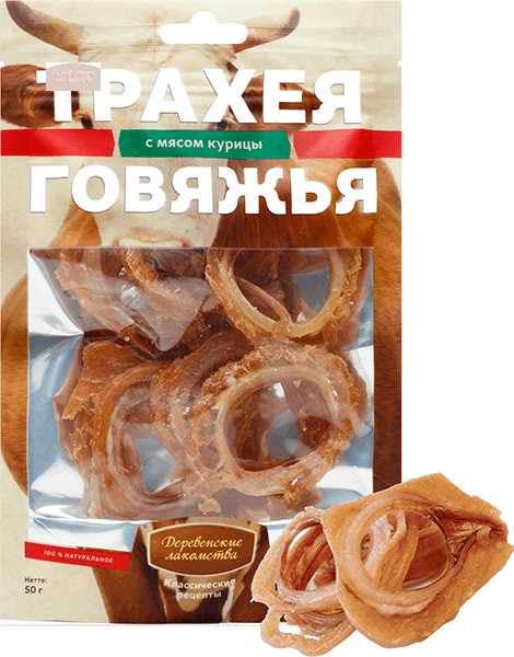 Лакомство для собак Деревенские лакомства Трахея говяжья с мясом курицы фотография 2