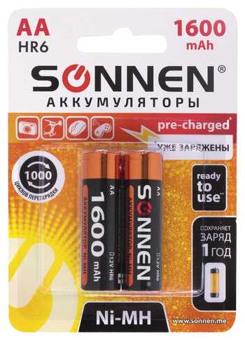 Аккумулятор SONNEN HR06 [AA 1600 мА·ч 1.2 В]