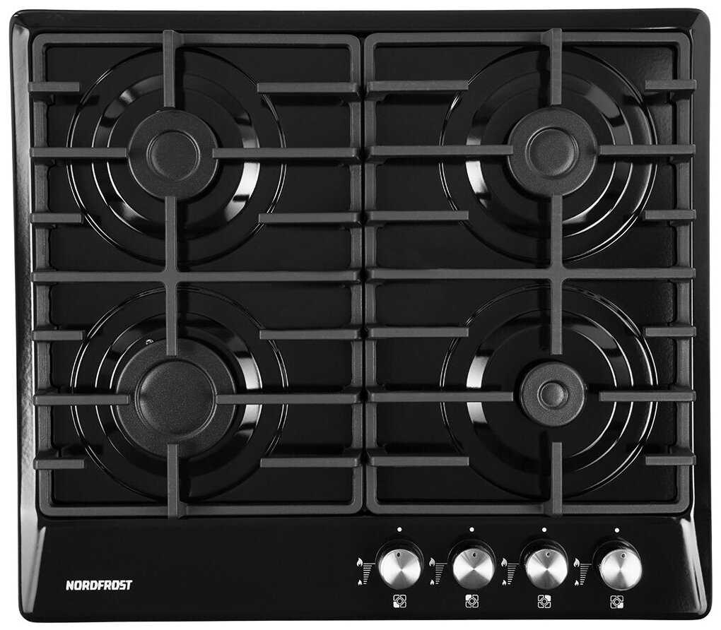 Газовая варочная поверхность NORDFROST HS 6043 B (чугун решетки, газ-контроль)