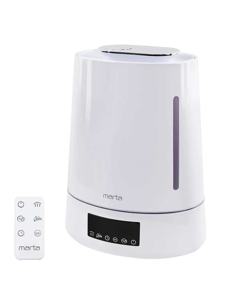 Увлажнители воздуха MARTA MT-HF4701D [верхний залив, УФ-лампа и тёплый пар]