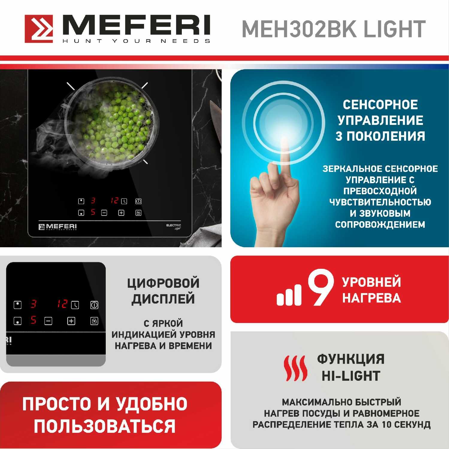 Электрическая варочная панель MEFERI LIGHT (MEH302BK) фотография 1