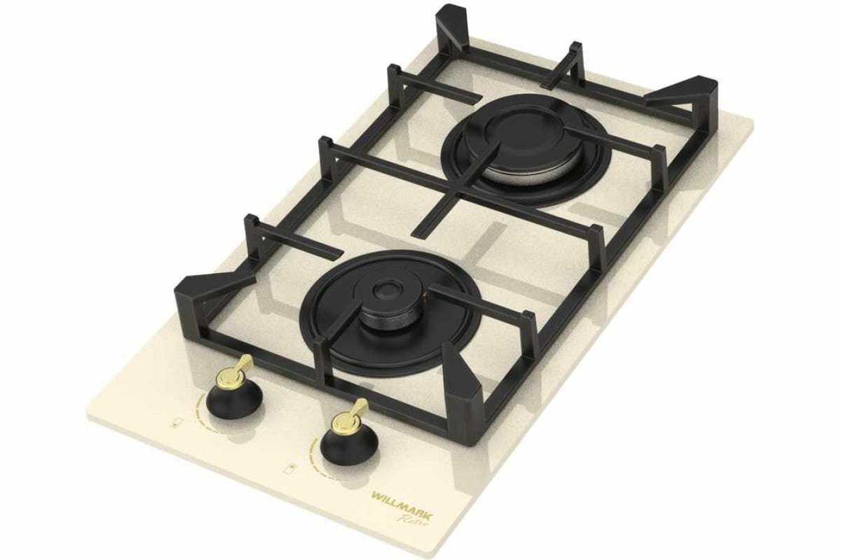 Газовая варочная поверхность WILLMARK WGH-2302BL (30см, эл. поджиг, газ контроль, чугун. реш) фотография 3