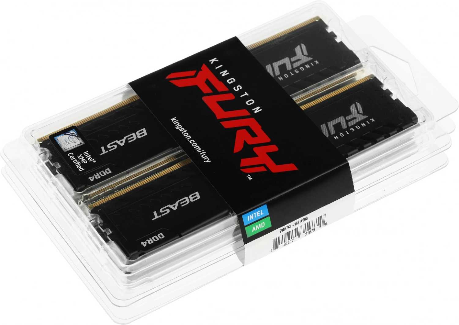 Оперативная память Kingston Fury Beast DDR4 3600 МГц 4x16 ГБ (KF436C18BBK4/64) фотография 8
