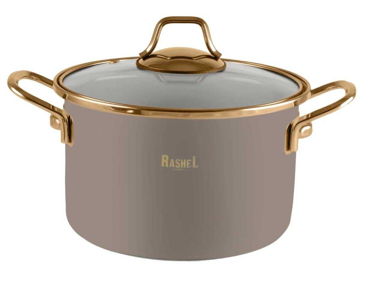Кастрюля RasheL Эмалированная с стеклянной термостойкой крышкой с паровыпуском [4 л]