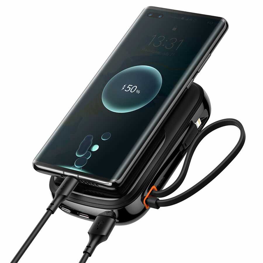 Портативный аккумулятор BASEUS Qpow Pro Digital Display (встроенный кабель Lightning, 3A, 20000 мА⋅ч) фотография 3