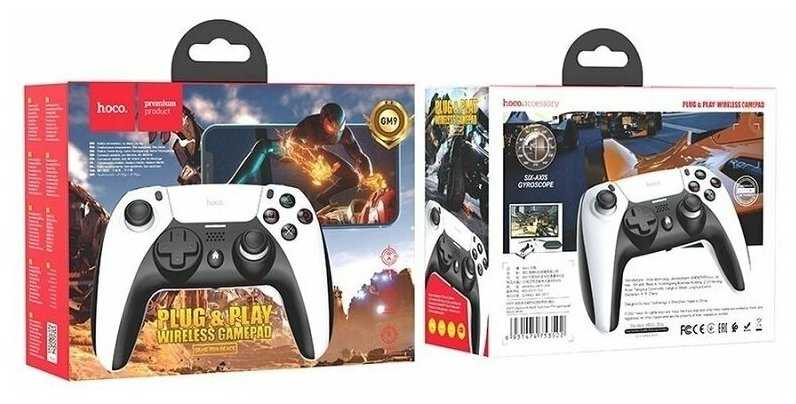 Геймпад HOCO GM9 multi-function gamepad, беспроводной, черно-белый совместим с PS4 фотография 1