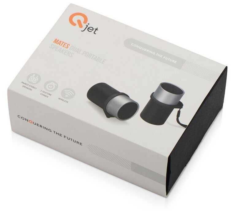 Портативные парные колонки Qjet TWS Mates с черными кольцами фотография 5