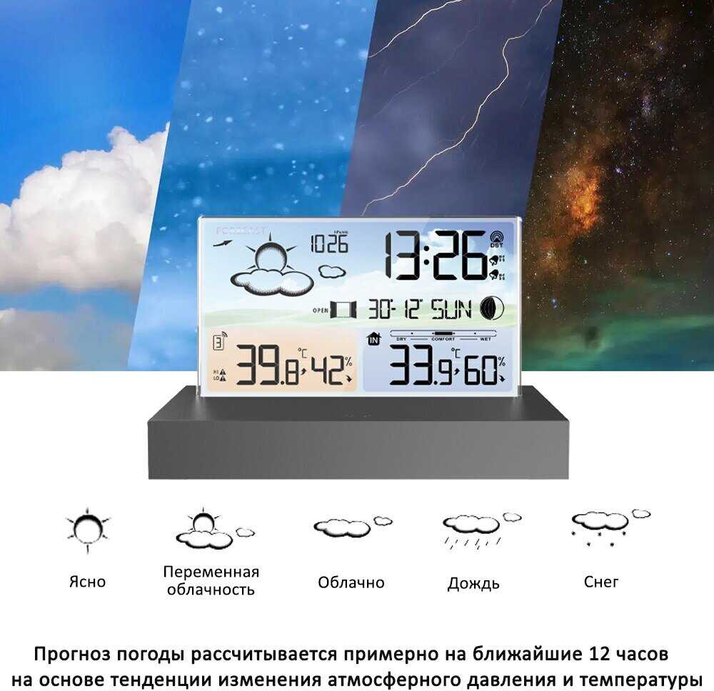 Погодная станция Беспроводная метеостанция с прогнозом погоды фотография 4
