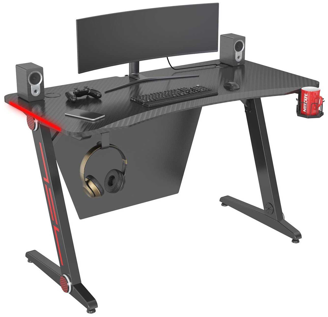 Стол игровой Cactus CS-GTZ-BK-CARBON-RED столешница МДФ карбон каркас черный фотография 1