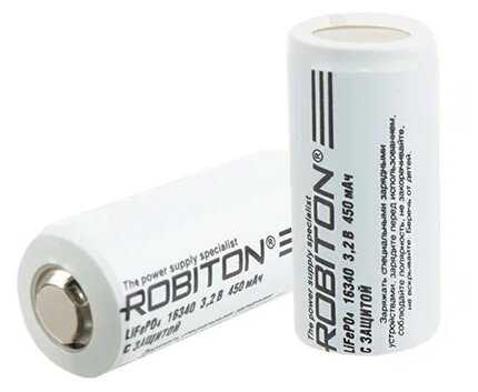 Аккумулятор LiFePO4 450 мА·ч 3.2 В ROBITON LiFe16340-450p с защитой фотография 1