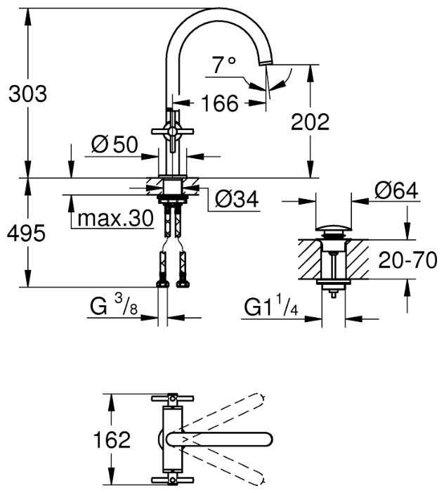 Смеситель для раковины (умывальника) Grohe Atrio 21019AL3, вентильный фотография 1