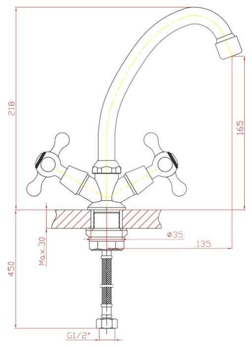 Смеситель для кухни (мойки) Zollen BA75620232, вентильный фотография 1