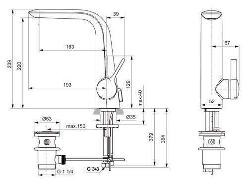 Смеситель для раковины (умывальника) Ideal STANDARD Melange A6041AA, рычажный фотография 1