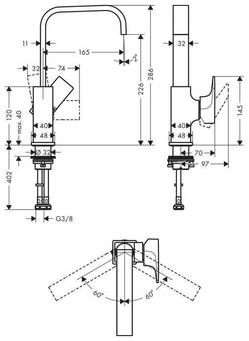 Смеситель для раковины (умывальника) hansgrohe Metropol 32511000, рычажный фотография 1