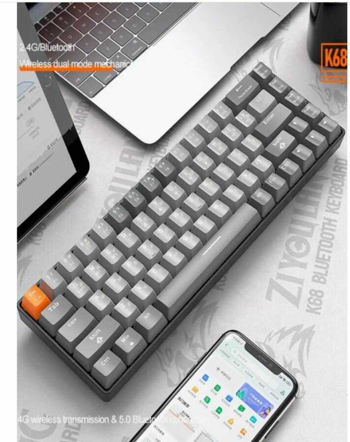 Игровая беспроводная механическая клавиатура ZiyouLang K68 (Bluetooth/2.4G/Hot Swap) фотография 11