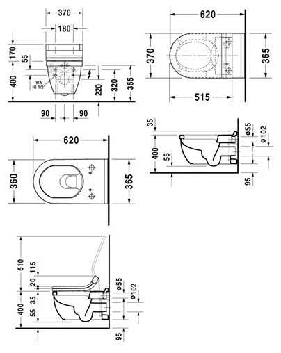 Чаша унитаза подвесная DURAVIT Starck 3 222659 с горизонтальным выпуском фотография 1