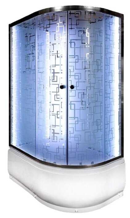 Душевая кабина Deto 4512 L N без крыши с подсветкой и гидромассажем высокий поддон 120см*80см фотография 1