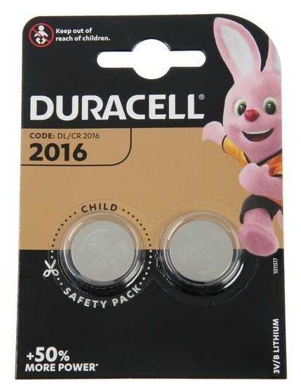 Батарейка литиевая Duracell CR2016-2BL фотография 1