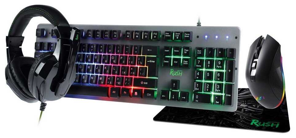 Комплект клавиатура + мышь + гарнитура + коврик SmartBuy SBC-777G-K RUSH HYPNOS 4в1 фотография 2