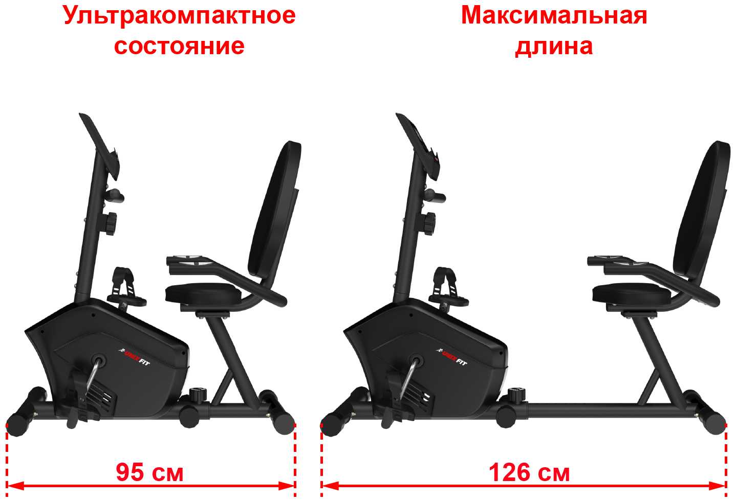 Горизонтальный велотренажер UNIXFIT BR-340 Compact + набор для фитнеса фотография 2