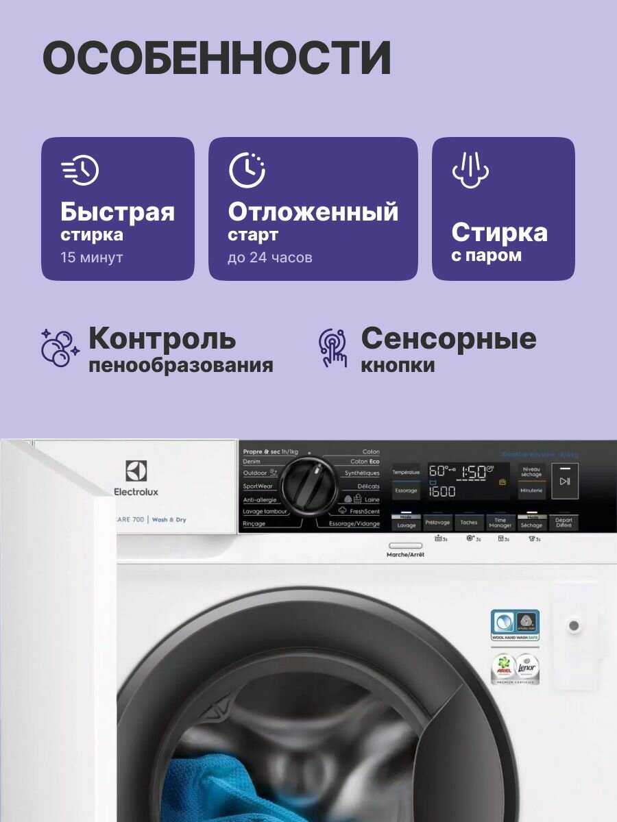 Встраиваемая стирально-сушильная машина Electrolux EW7W368SI фотография 19