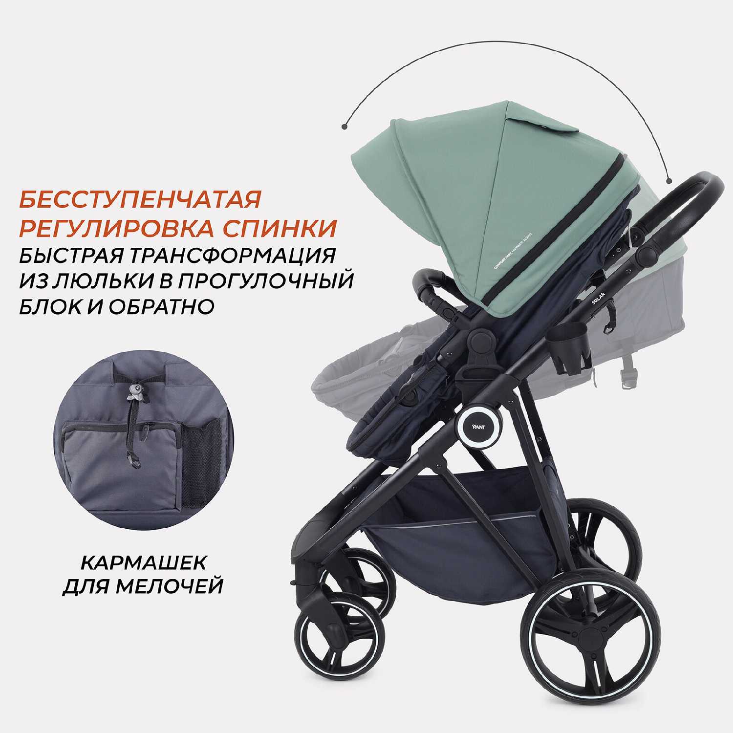 Коляска-трансформер детская всесезонная RANT SOLAR 2 в 1 (RA158) фотография 18