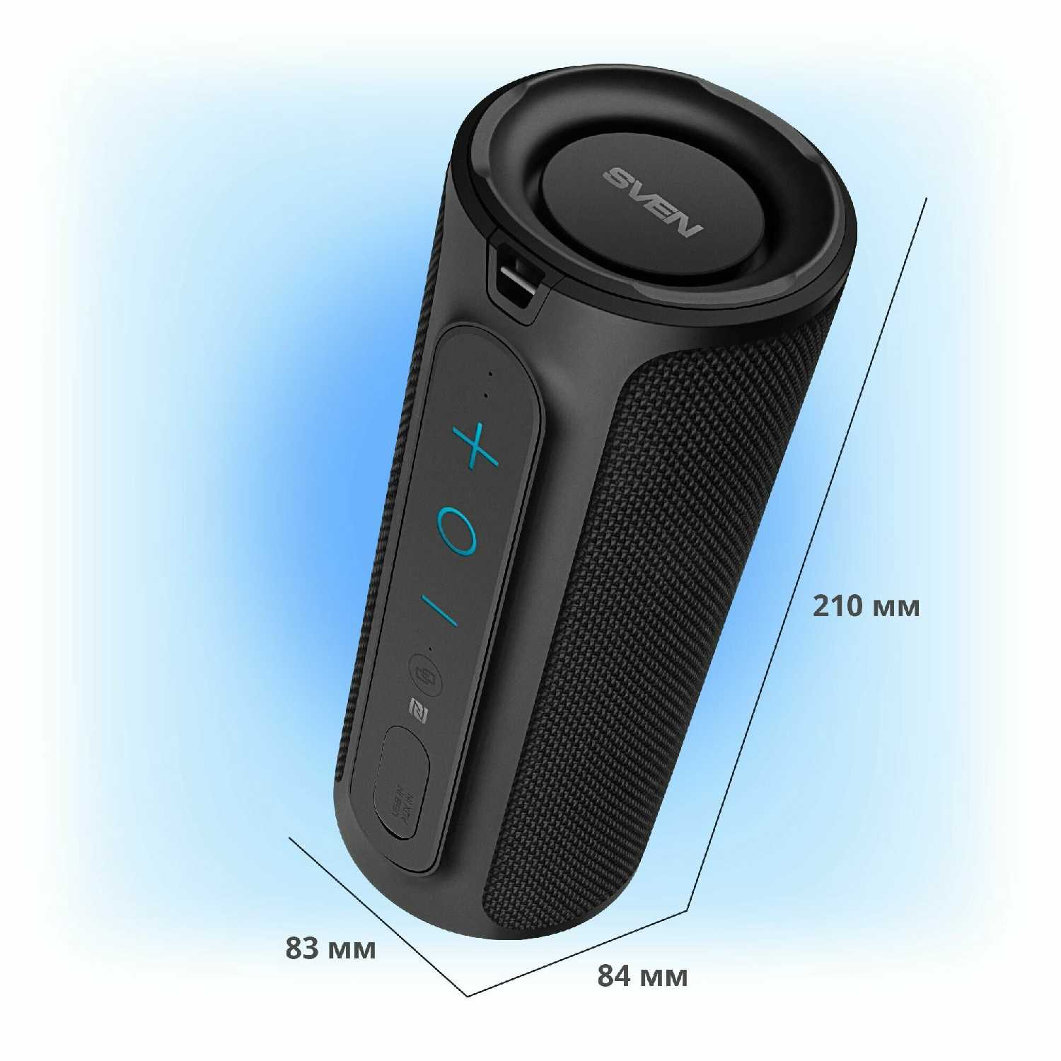 Портативная беспроводная Bluetooth колонка SVEN PS-300, мощность 2x12 Вт (RMS), влагозащищённая (IPx7), TWS фотография 4