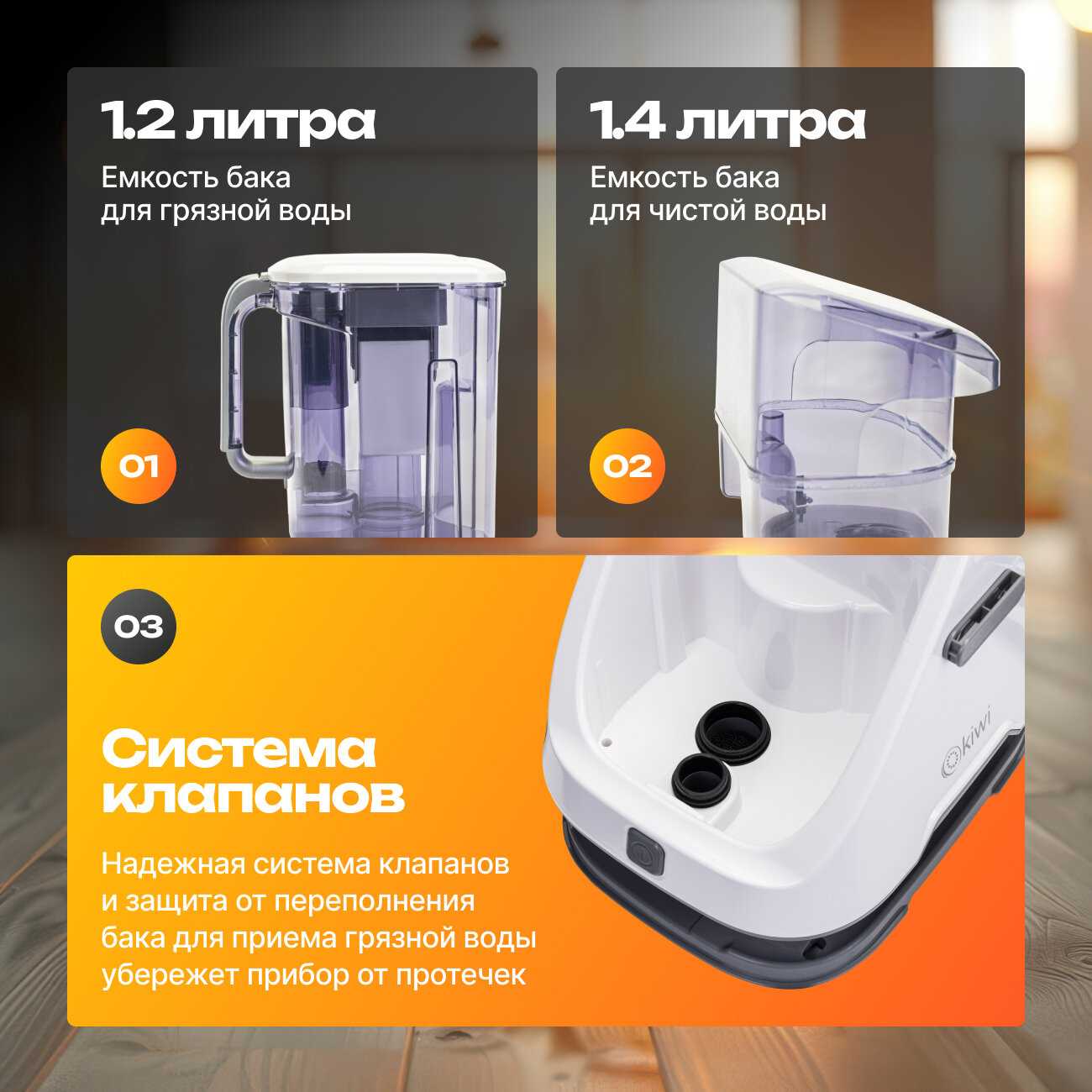 Пылесос для химчистки ковров и мягкой мебели KIWI KCC-4320 фотография 2