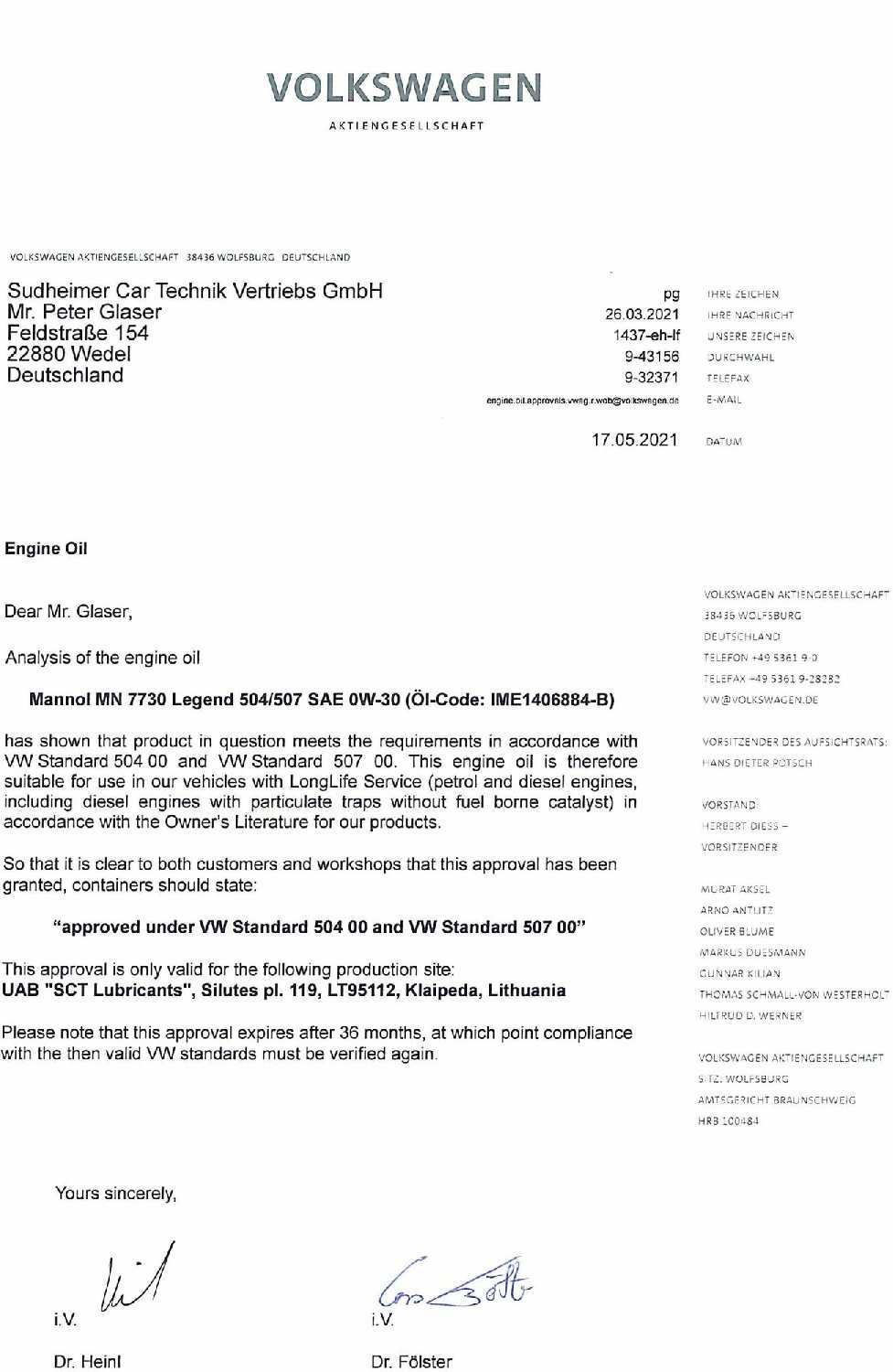 Масло Mannol Legend 504/507 0W-30 1L (77301) фотография 8