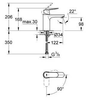 Смеситель для раковины (умывальника) Grohe Eurosmart Cosmopolitan 2339800E, рычажный фотография 1