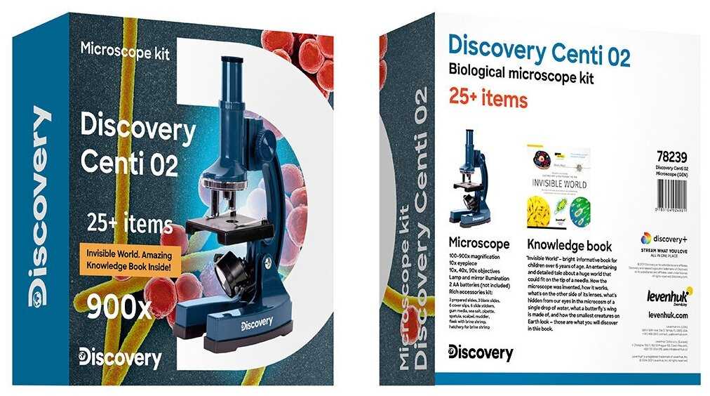 Микроскоп Discovery Centi 02 с книгой 900х / микроскоп детский со стеклами препаратами фотография 2