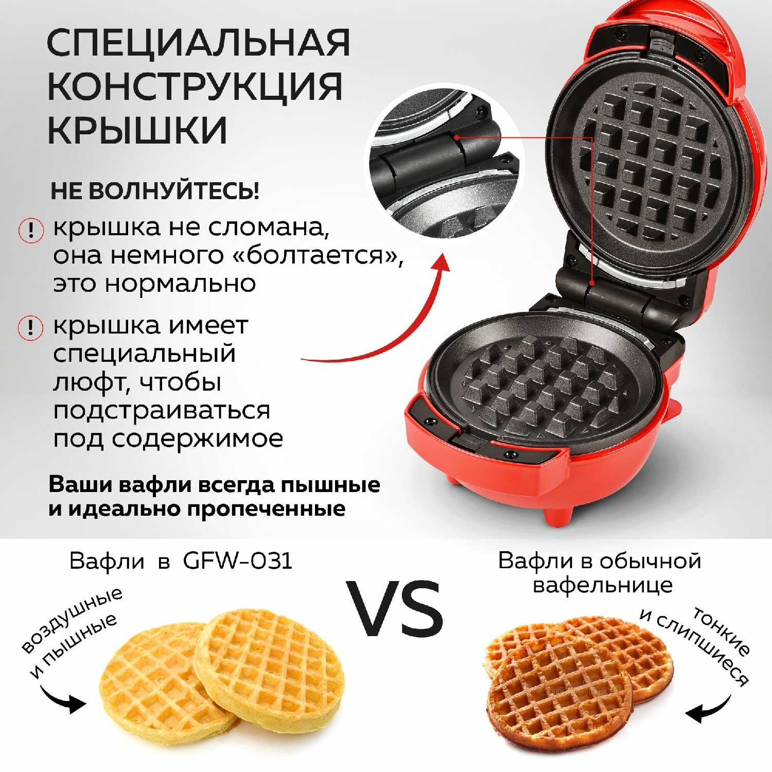 Мультипекарь GFGRIL Мультипекарь мини вафельница 3 в 1 (GFW-031) фотография 4