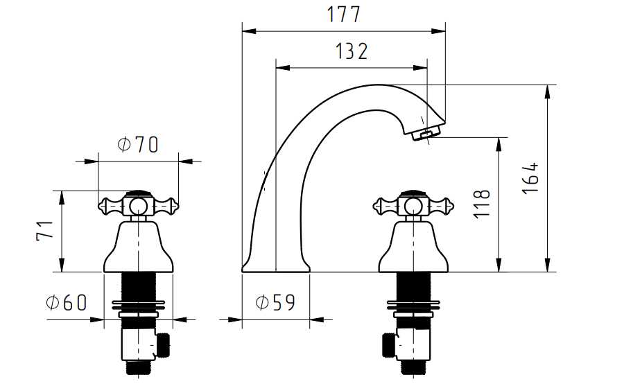 Смеситель Migliore PRESTIGE (на 3 отв, донный клапан 
