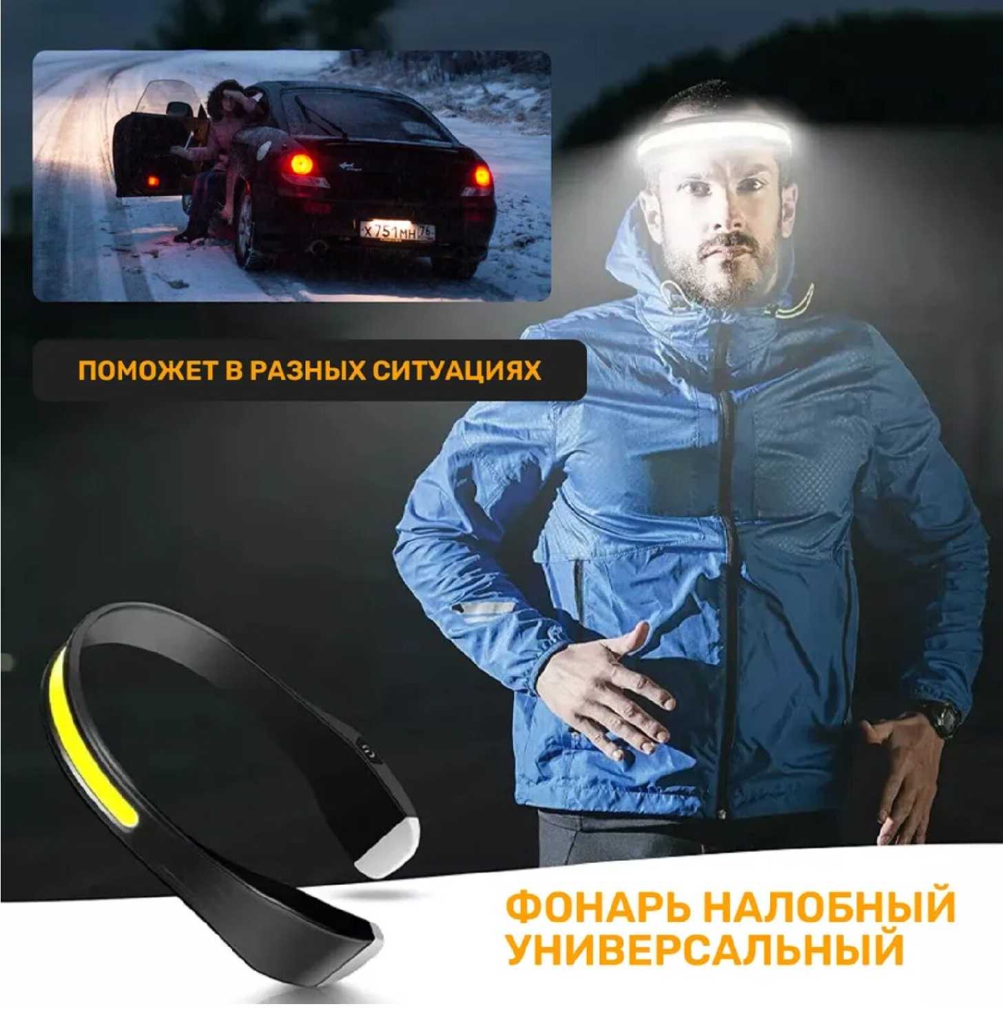 Налобный фонарь аккумуляторный светодиодный мощный фотография 3